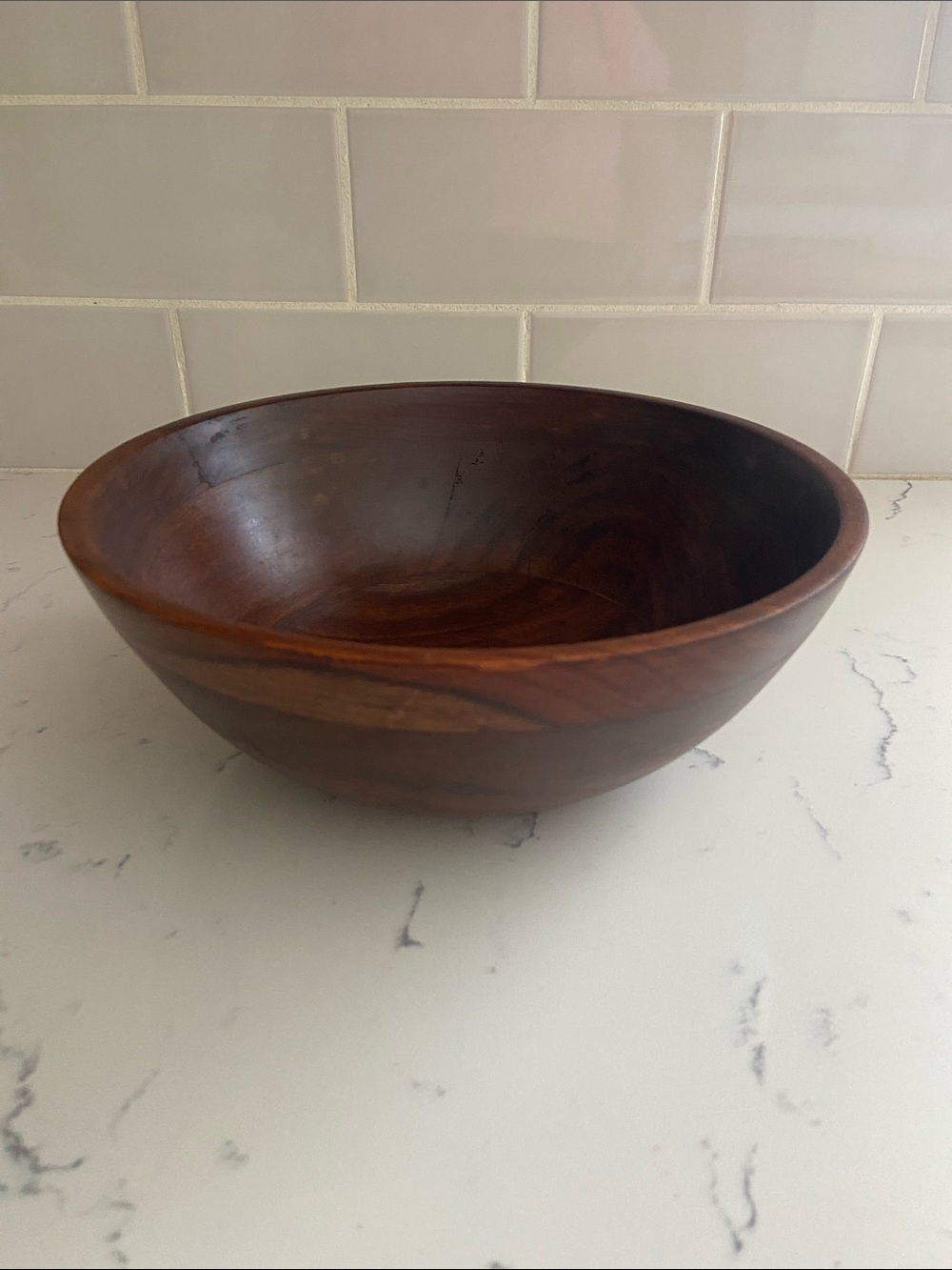 Vintage Large Wooden Salad Bowl 11.5" Hand Turned Wood Serving Bowl Rustic